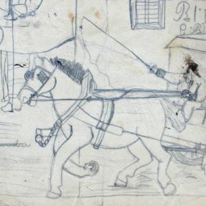 Koňský povoz - Namaloval žák 1. třídy obecné Bimba  (1925)